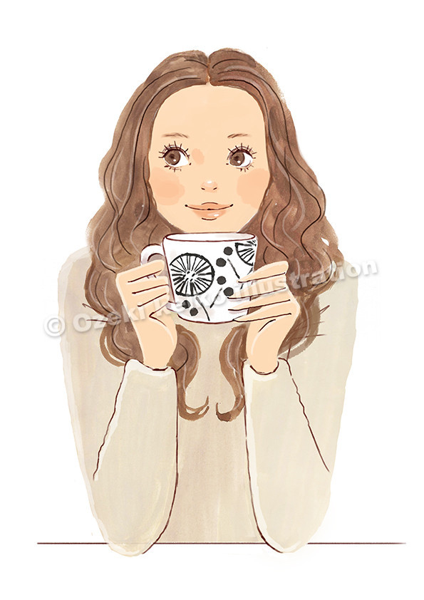 コーヒーを飲む女性 イラストレーター小関恵子の仕事帖 関西在住 大阪 京都 兵庫 滋賀
