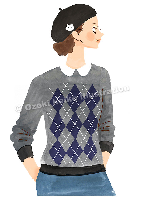 ニットを着た女性イラスト イラストレーター小関恵子の仕事帖 関西在住 大阪 京都 兵庫 滋賀 ニットを着た女性イラスト イラストレーター小関恵子の仕事帖 関西在住 大阪 京都 兵庫 滋賀