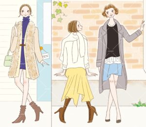 産経新聞の連載コラム『半歩踏み出すおしゃれ講座』vol.15「大人の重ね着」の挿絵