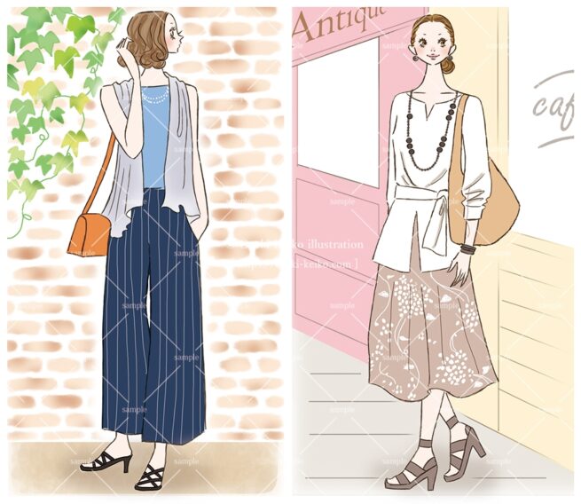 産経新聞の連載コラム『半歩踏み出すおしゃれ講座』vol.22「脱力ムードも上質感で」の挿絵