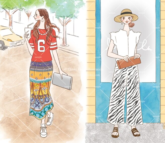 産経新聞の連載コラム『半歩踏み出すおしゃれ講座』vol.23「街で着るエスニック」の挿絵