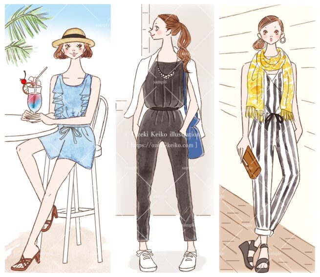 産経新聞の連載コラム『半歩踏み出すおしゃれ講座』vol.24「上級オールインワン」の挿絵