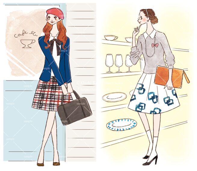 産経新聞の連載コラム『半歩踏み出すおしゃれ講座』vol.26「大人女性の若い装い」の挿絵