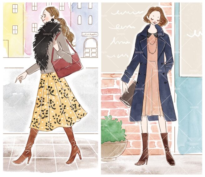 産経新聞の連載コラム『半歩踏み出すおしゃれ講座』vol.28「復権！ロングブーツ」の挿絵