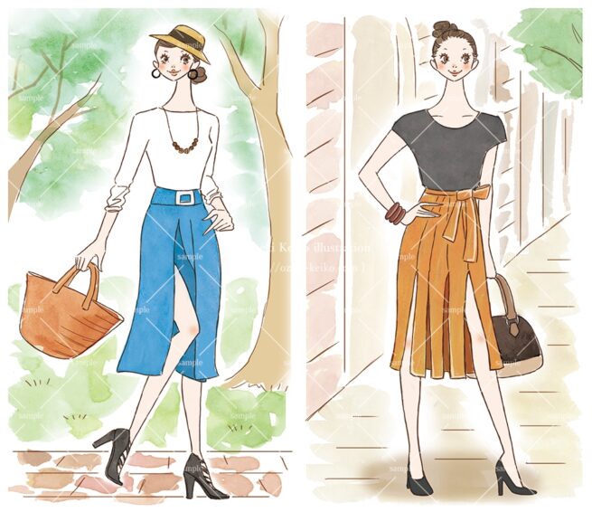 産経新聞の連載コラム『半歩踏み出すおしゃれ講座』vol.35「スリットでさっそうと」の挿絵