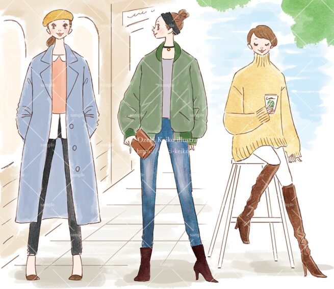 産経新聞の連載コラム『半歩踏み出すおしゃれ講座』vol.38「あえてのビッグ強弱を」の挿絵