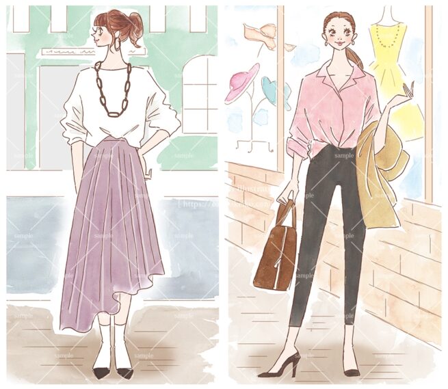 産経新聞の連載コラム『半歩踏み出すおしゃれ講座』vol.44「ドレープで大人の余裕を」の挿絵