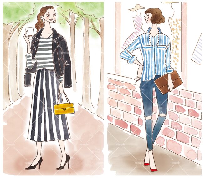 産経新聞の連載コラム『半歩踏み出すおしゃれ講座』vol.45「ストライプ返り咲き」の挿絵