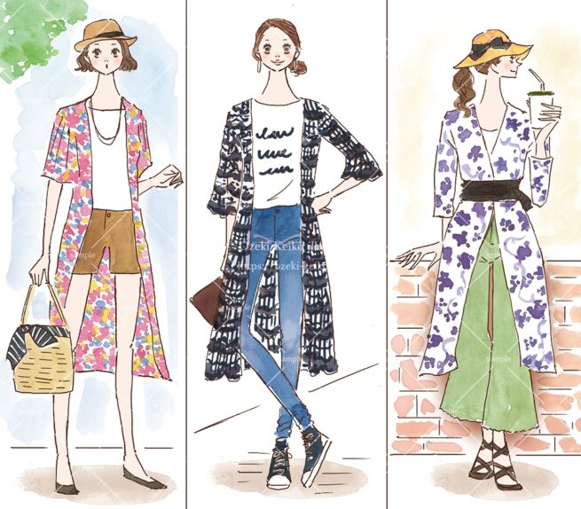 産経新聞の連載コラム『半歩踏み出すおしゃれ講座』vol.47「薄手ガウン　頼れる存在」の挿絵