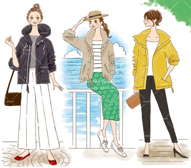 産経新聞の連載コラム『半歩踏み出すおしゃれ講座』vol.56「マウンテンパーカを相棒に」の挿絵