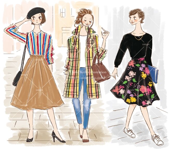 産経新聞の連載コラム『半歩踏み出すおしゃれ講座』vol.59「マルチカラーで元気に」の挿絵