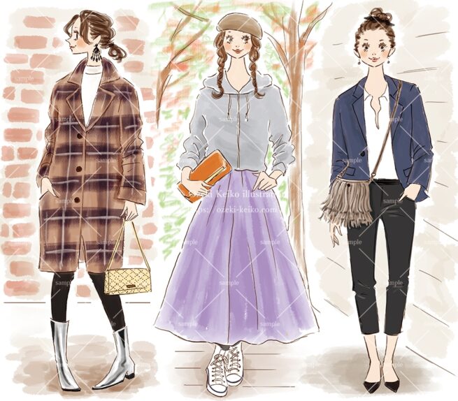 産経新聞の連載コラム『半歩踏み出すおしゃれ講座』vol.60「ミックスコーデでこなれ感」の挿絵