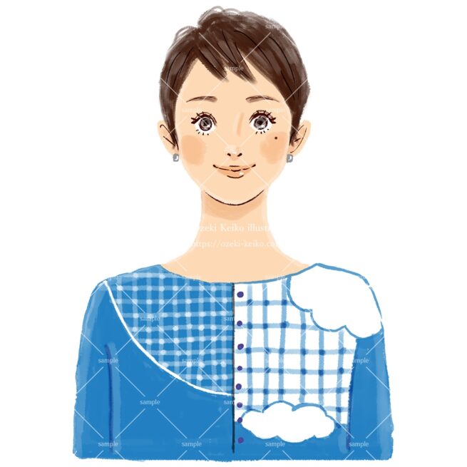 個性的なニットを着た女性似顔絵イラスト