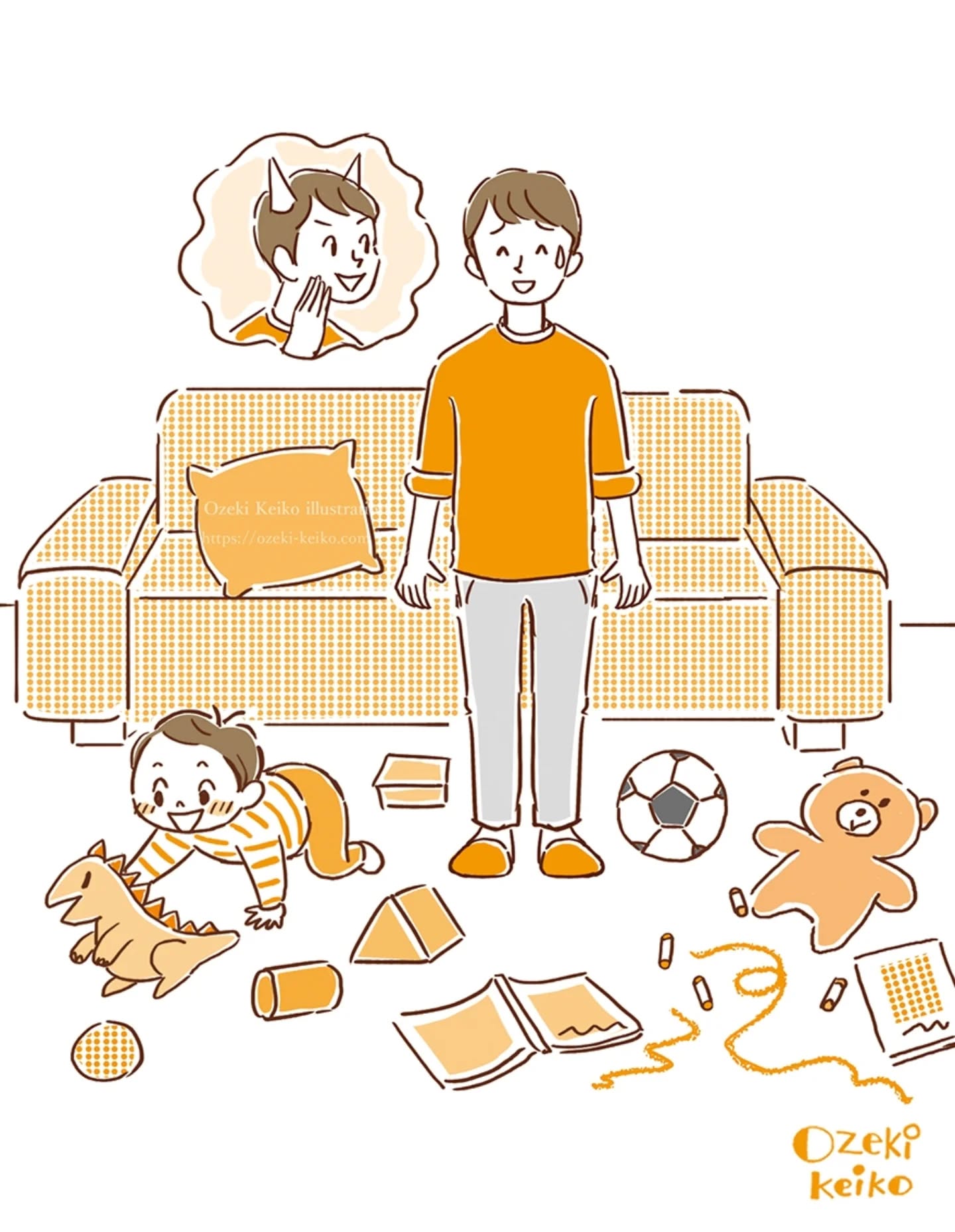 大手住宅メーカー様の住宅展示場で使用されるイラスト。
たくさん描かせていただいた一部です。
見た人にクスッと笑ってもらえるように、ちょっとコミカルなタッチで描いています。
普段あまり描かないようなシチュエーションも多く、とても楽しく制作できました😚

#illustration  #artwork  #イラストレーター #家事イラスト #ozekikeiko  #小関恵子