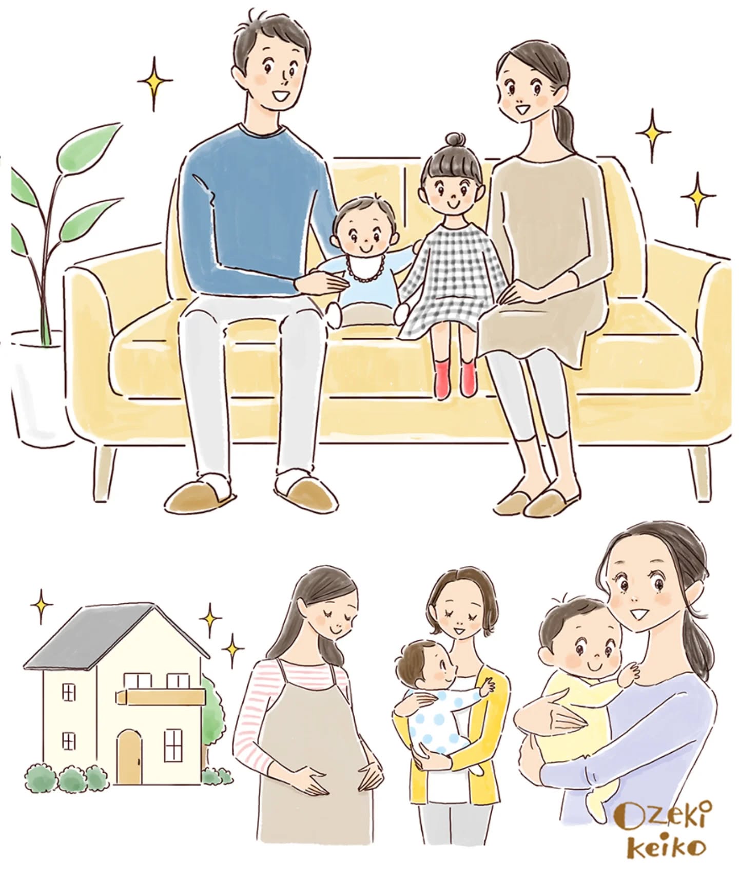 現在公開中のたまひよ様のタイアップ広告のイラストです。
この度も楽しく描かせていただきました✨👨👩👧👶♡

#illustrator #artwork#イラストレーター#女性イラスト#ファミリーイラスト#赤ちゃんイラスト
#ozekikeiko#小関恵子