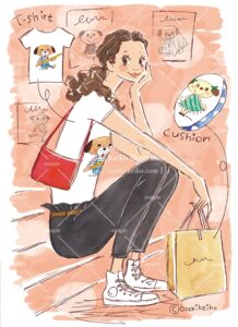 ショッピング中の夏服ファッションの女性イラスト