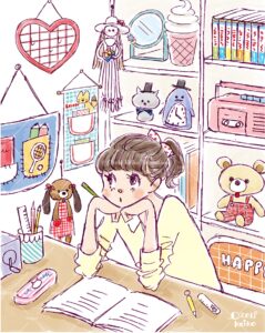 昭和レトロが大好きな女の子イラスト