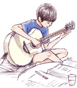 ギターを弾く男の子