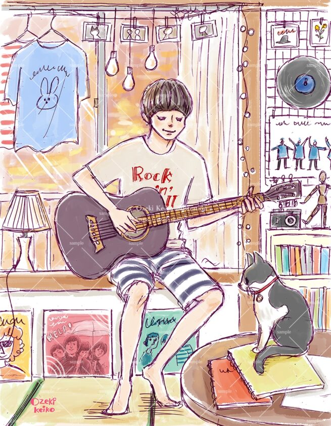 草野マサムネっぽい男の子のイラスト