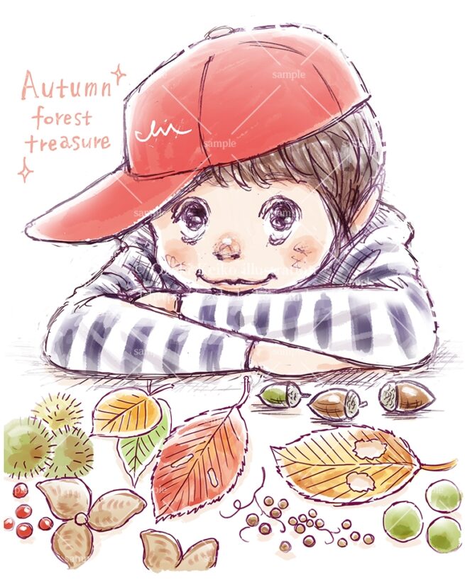 赤いキャップを被った可愛い男の子イラスト