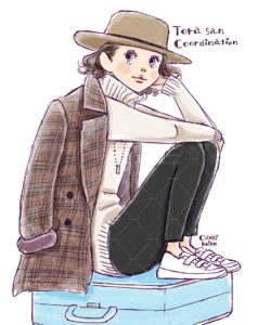 男はつらいよの寅さんファッションの女性
