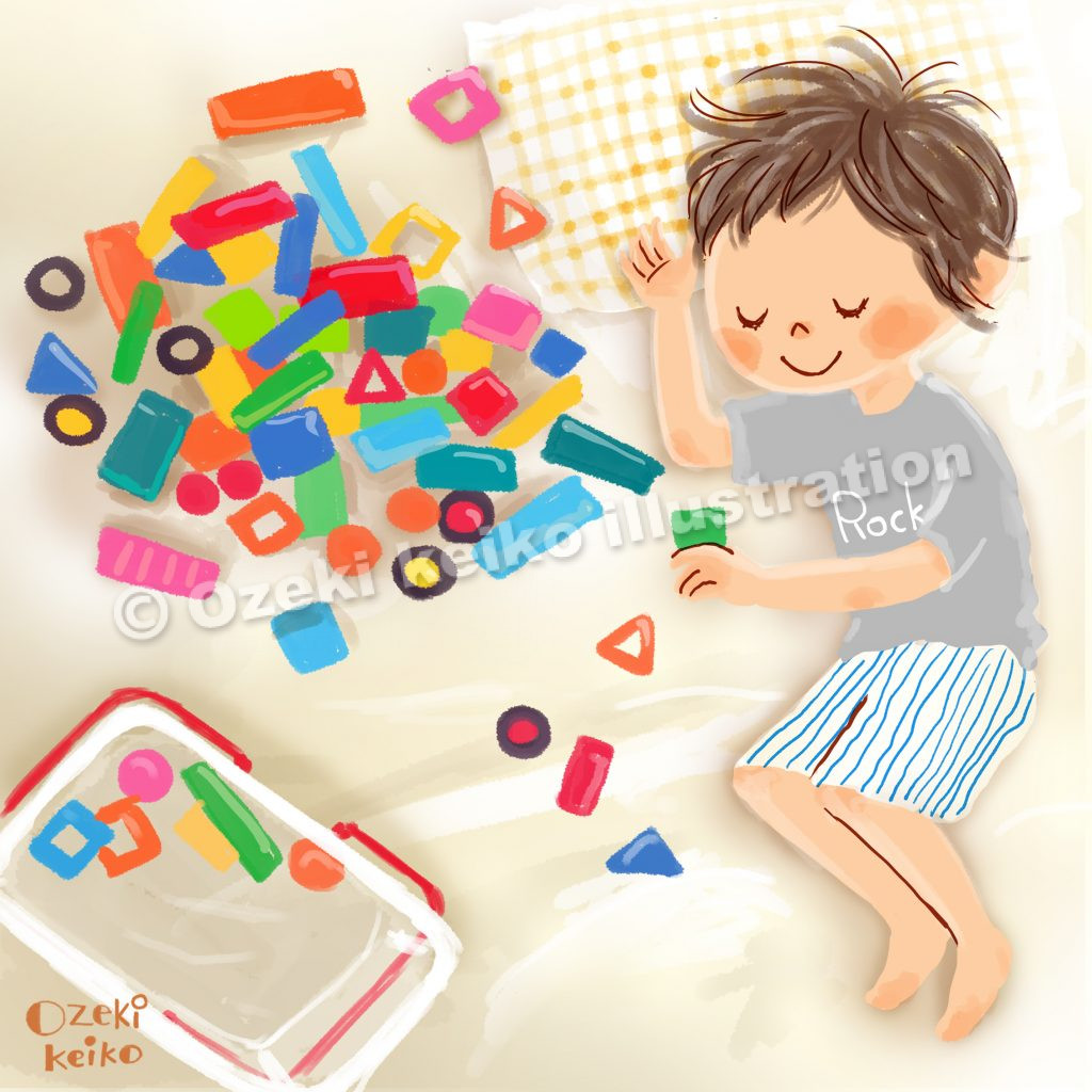 遊びながら寝てしまった子供イラスト イラストレーター小関恵子の仕事帖 関西在住 大阪 京都 兵庫 滋賀