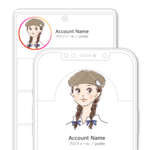 SNSアイコン・プロフィール用 三つ編みでベレー帽の女性イラスト