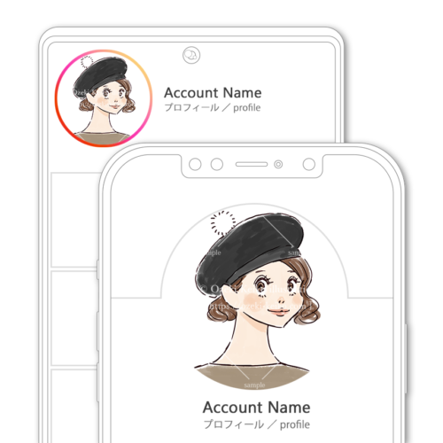 SNSアイコン・プロフィール用 ふわふわ帽子のショートパーマの女性イラスト