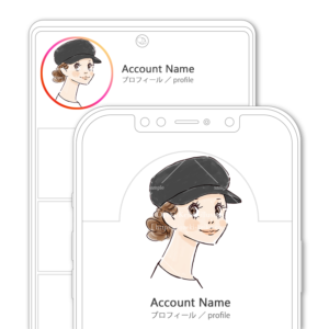 SNSアイコン・プロフィール用 ワークキャップにパーマをまとめた女性