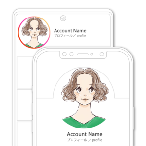 SNSアイコン・プロフィール用 明るめパーマボブの上目遣いの女性イラスト