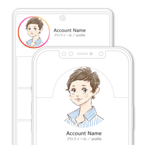 SNSアイコン・プロフィール用 ストライプシャツのショートカット女性イラスト