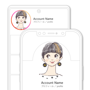 SNSアイコン・プロフィール用 メッシュ、ショートボブの女性イラスト