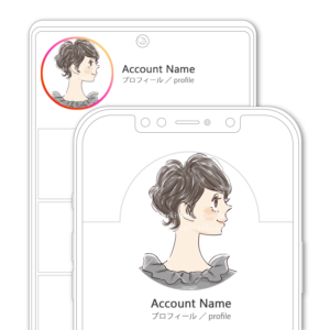 黒髪、ナチュラルショートヘアの女性横顔イラスト