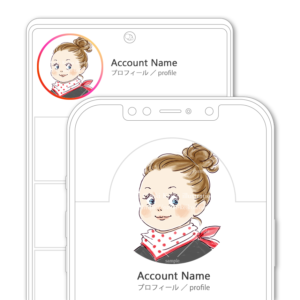 SNSアイコン・プロフィール用 お団子ヘア、スカーフのぽっちゃり女性イラスト