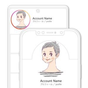 SNSアイコン・プロフィール用 シルバーヘア、大人ショートの女性イラスト