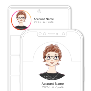 SNSアイコン・プロフィール用 ベリーショートパーマのべっ甲色メガネの女性イラスト
