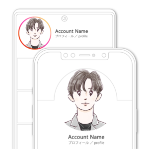 SNSアイコン・プロフィール用 黒髪、色白な男性イラスト