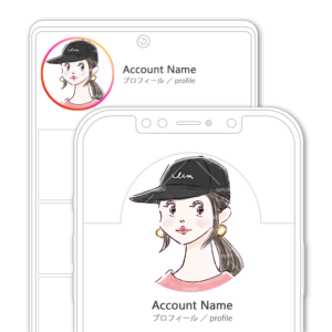 SNSアイコン・プロフィール用 黒いキャップ、ストレートロングをまとめた女性イラスト