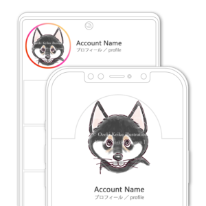 SNSアイコン・プロフィール用上目遣いの黒柴イラスト