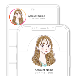 SNSアイコン・プロフィール用 明るいロングパーマの色白女性イラスト