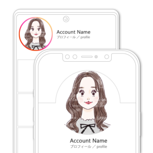 SNSアイコン・プロフィール用 栗色ナチュラルロングヘアの色白女性イラスト