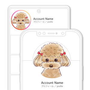 SNSアイコン・プロフィール用赤いリボンのトイプードルのイラスト