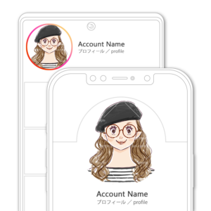 SNSアイコン・プロフィール用 ベレー帽の丸メガネの女性イラスト