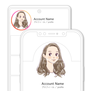 【SNSアイコン・プロフィール画像】ナチュラルロングヘアのおしとやかな女性イラスト