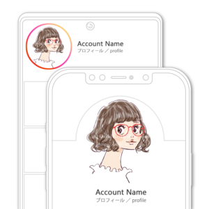 SNSアイコン・プロフィール用 ショートボブパーマのメガネの女性イラスト