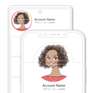 SNSアイコン・プロフィール用 アフロヘアの黒人女性イラスト