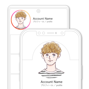 SNSアイコン・プロフィール用 金髪で青い目のボーダーTシャツの男性イラスト