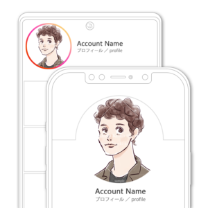 SNSアイコン・プロフィール用 ブラウンヘア、茶目のジャケット男性イラスト