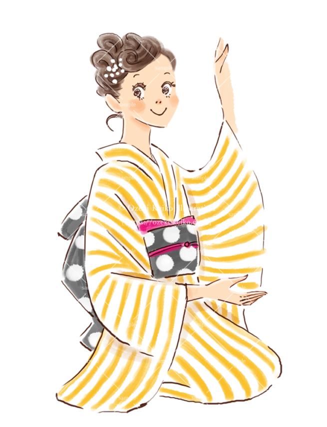 化粧品メーカー様広告用着物女性イラスト