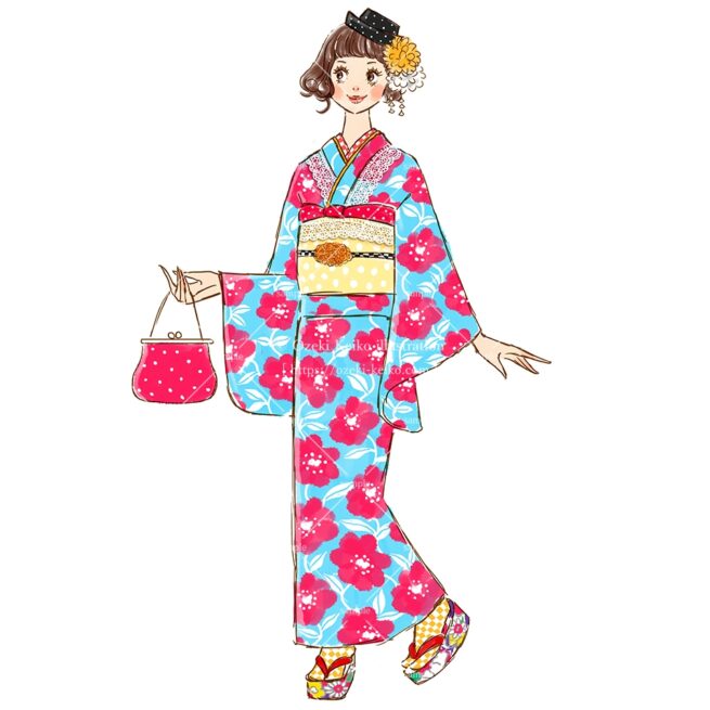 レトロモダン着物女性イラスト